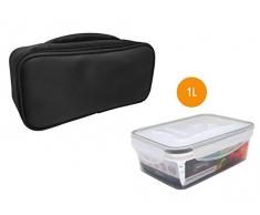 NERTHUS FIH 431 Lunch Bag Individuel Noir + 1 Rec. Hermétique, Unique, Taille