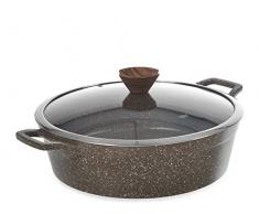 H & H unique Casserole avec couvercle, marron/granit