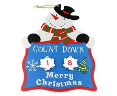 eBuyGB Festive en Bois Compte à rebours de Noël Calendrier de lAvent Bonhomme de Neige, Bois, Bleu, Grande
