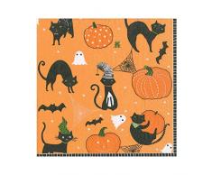 Caspari avec Scaredy Chat Serviettes de Table, Lot de 20, Orange, Lot de 20