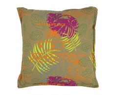 Thedecofactory 443114 Coussin Coton RÃ©cup, Lin/Vert/Fuchsia, 40 x 40 x 3 cm