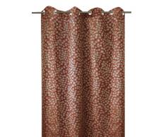 Bel Air 0400045-0002 Baies Rideau Jacquard Motif Végétal Finition Oeillets et Ourlets Brique 140 x 250 cm