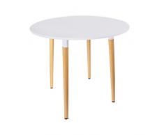 THE HOME DECO FACTORY HD3210 Table ronde Bois/Métal/PP Blanc 76 x 76 x 75,50 cm