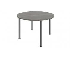 Buronomic BM602D Ensemble Table de réunion ronde avec 4 Pieds Métal Cèdre/Anthracite 100 x 100 x 72 cm