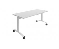 Buronomic AM477E Solution Table de réunion avec Plateau droit abattant Métal Gris Blanc 140 x 70 x 72 cm