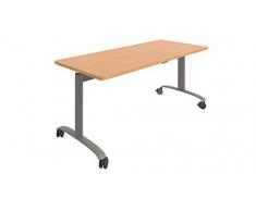 Buronomic AM451A Solution Table de réunion avec Plateau droit abattant Métal Hêtre/Aluminium 180 x 70 x 72 cm