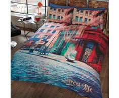 Just Contempo Housse de couette Urban Street Ensemble, multicolore, Simple