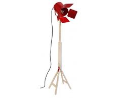 Tosel 95293 Lampadaire Liseuse 1 Lumière, Bois, E27, 40 W, Rouge, 40 x 150 cm