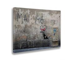 Giallobus Cadre déjà encadré - Impression sur Toile Canvas - Banksy - Mai 1968 - Peintures Modernes pour décoration Maison Design - Chambre à Coucher - Divers formats XXL - 100x70 cm