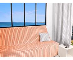Soleil d'ocre Jeté de canapé 170x250 cm COTONADE Corail, Polyester Coton, Orange, 250x170 cm