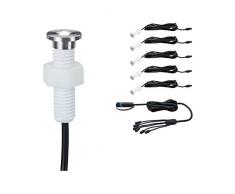 Paulmann 93694 Outdoor Plug&Shine Kit encastrés extérieur MicroPen II, 5x0,22W, IP67, 3000K, Acier inoxydable