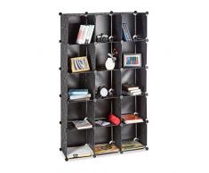 Relaxdays Étagère cubes rangement penderie armoire 15 casiers plastique chaussures modulable, noir