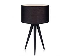 Versanora Lampe à  poser Romanza trépied pour bureau chevet abat-jour noir VN-L00009-EU