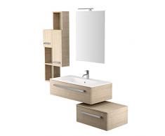 ADU 8025711010515 Move 05 Meuble Salle de Bains avec Lavabo Vasque et Miroir Bois Chêne Avoine 95 x 50 x 30 cm