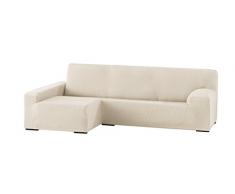 Eysa Ulises élastique Chaise Longue Gauche, Vue Frontale, Beige, Polyester Coton, 90 x 240-280 x 155 cm