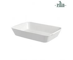 la Porcellana Anghiari rectangulaire Plat de Cuisson. Boîte de Cadeau, Blanc, 35 x 22 cm