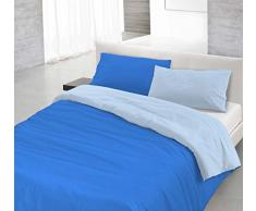 Italian Bed Linen CP-NC-royal/azzurro-1P Natural Color housse de couette double-face couleur unie avec taies doreiller, 100Â % Coton, Royal/Bleu Clair, single