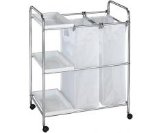 Wenko 62200100 Desserte buanderie Arona 3 étagères, Polyester, Blanc, 78 x 40 x 7 cm