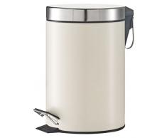 Zeller 18218 Poubelle à pédale 3l en métal crème, 17 x 26 x 17 cm