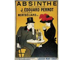 Le Poster Collective Vintage Absinthe J. Édouard Pernot Cappiello Art Nouveau Poster Format A2 42 cm x 59.4 cm Impression de qualité, Bois, Multicolore, 59.4 x 42 x 59.4 cm