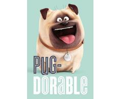 The Secret Life of Pets La Vie secrÃ¨te des Animaux de Compagnie Pug-Dorable Poster Maxi, en Bois, Multicolore