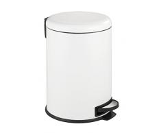 Wenko 22708100 Poubelle Ã pÃ©dale Blanche Leman Easy-Close 20 litres, Acier Inoxydable, Blanc, 30 x 31 x 47 cm
