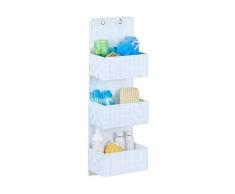 Relaxdays Organiseur de porte tissu à suspendre rangement mural à accrocher 3 compartiments HxlxP: 75x25x15 cm, blanc