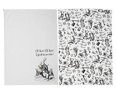 Inconnu Victoria & Albert Alice au Pays des Merveilles torchons, Blanc, Lot de 2