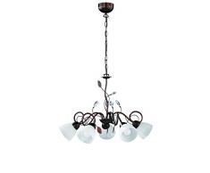 TRIO, Lustre, Traditio 5xE14, max.40,0 W Verre, AlbÃ¢tre, Corps: metal, Rouille antique Ã:70,0cm, H:150,0cm IP20