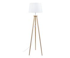 Tosel 51124 Lampadaire 1 Lumière, Bois, E27, 40 W, Blanc, 40 x 155 cm
