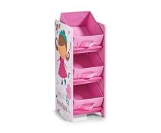 Zeller 13493 Étagère pour enfant avec boîtes en tissu Motif Girly Étagère, MDF, décor, 23,5 x 30 x 65 cm
