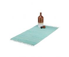 Relaxdays Tapis à franges tissé coton salon couloir tapis passage 70 x 140 cm, diverses couleurs