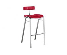 MobilierMoss Barcy Tabouret de Cuisine en Inox Brossé Inox Rouge 44x49x87 cm