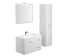 ADU Avion 02 Meuble Salle de Bains avec Lavabo Vasque et Miroir Bois Sable 170 x 35 x 36 cm
