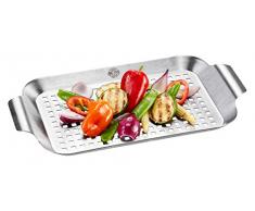 GEFU GE89257 Plat Cuisson Légumes Barbecue Acier Inoxydable Inox 33 x 18,7 x 2,5 cm 33 x 18,7 cm