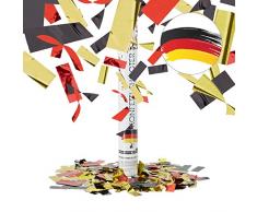 Relaxdays 10021766 Lanceur de confettis canon cotillon 40 cm décoration portée 8 m drapeau allemand, noir rouge jaune