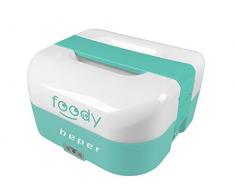 Beper - Chauffe-Plat Portable 2en1, Conteneur Divisible en 4, Allume-Cigare 12V pour la Voiture, 50W pour la Maison/le Bureau, Couverts Fournis, Lavable au Lave-Vaisselle - Bleu