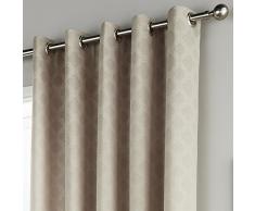 Fusion &Quot;Denby Rideaux Riches en Coton, Motif géométrique Jacquard Moderne avec Åillets doublés, Naturel, 46x54 (117 x 137 cm)