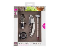 Saveur et Degustation KV7107 Accessoires VIN X4, INOX + Silicone + Verre, Argent, 2,7 x 16 x 23 cm