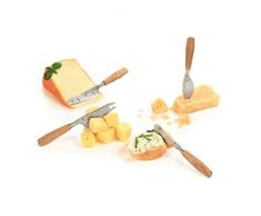 BOSKA 320218 Petite Ensemble de Couteaux Ã Fromage 4 pcs. en chÃªne/Acier Inoxydable, Argent/Brun, 16 x 12 x 3 cm