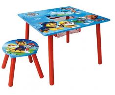 FUN HOUSE PAT'PATROUILLE Table carrée avec Rangement/Tabouret pour Enfant, MDF, 65 x 65 x 10 cm