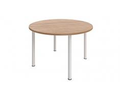 Buronomic BM607J Ensemble Table de réunion ronde avec 4 Pieds Métal Merisier Naturel/Blanc 100 x 100 x 72 cm