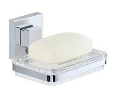 WENKO 22681100 Porte-savon Quadro Vacuum-Loc, ABS/ Acier Inoxydable, 12 x 6,5 x 12 cm