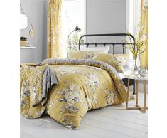 Catherine Lansfield Canterbury Parure de lit Simple Ã Entretien Facile Ocre, Polyester-Coton., Ocre, Double