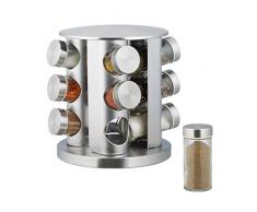Relaxdays Ãtagère à Ãpices, Cuisine, Set Saupoudreuses 12 pièces, Design moderne Inox, Nettoyage lave-vaisselle, argenté