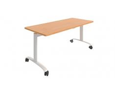 Buronomic AM457A Solution Table de réunion avec Plateau droit abattant Métal Hêtre/Blanc 180 x 70 x 72 cm