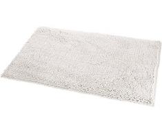 AmazonBasics Tapis de bain antidérapant à poils longs en microfibre, 0,53 x 0,86 m, Blanc