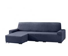 Eysa Aquiles Ãlastique Chaise Longue Bras Court Gauche, Vue frontale, Polyester Coton, Bleu, 43x37x14 cm