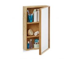 Relaxdays Armoire de salle de bain avec miroir en bambou étagère meuble rangement, nature