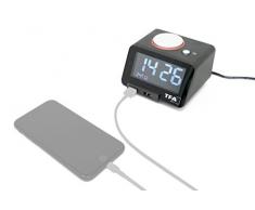 Homtime Réveil numérique avec Fonction de Chargement USB, Plastique, Noir 10 x 9 x 7 cm